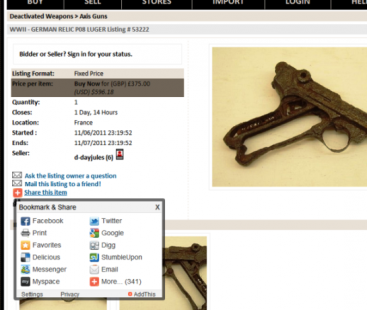 Share militaria items on social networks