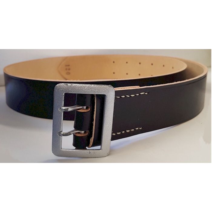 GERMAN SS OFFICER BLACK LEATHER BELT WITH ORIGINAL PEBBLED SILVER ...