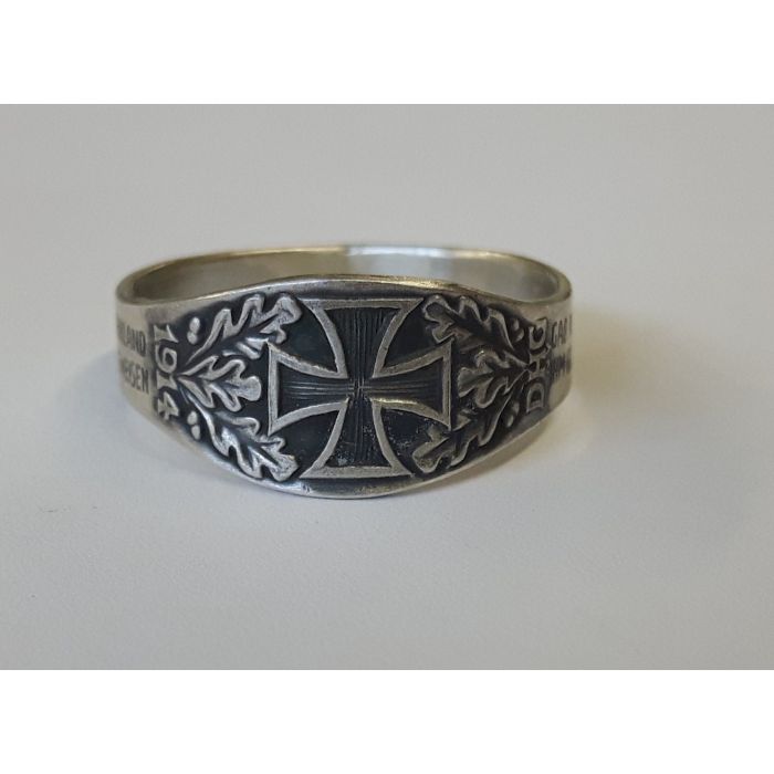 GERMAN 1914 DHG IRON CROSS RING WITH OAK LEAVES - WARSTUFF.COM