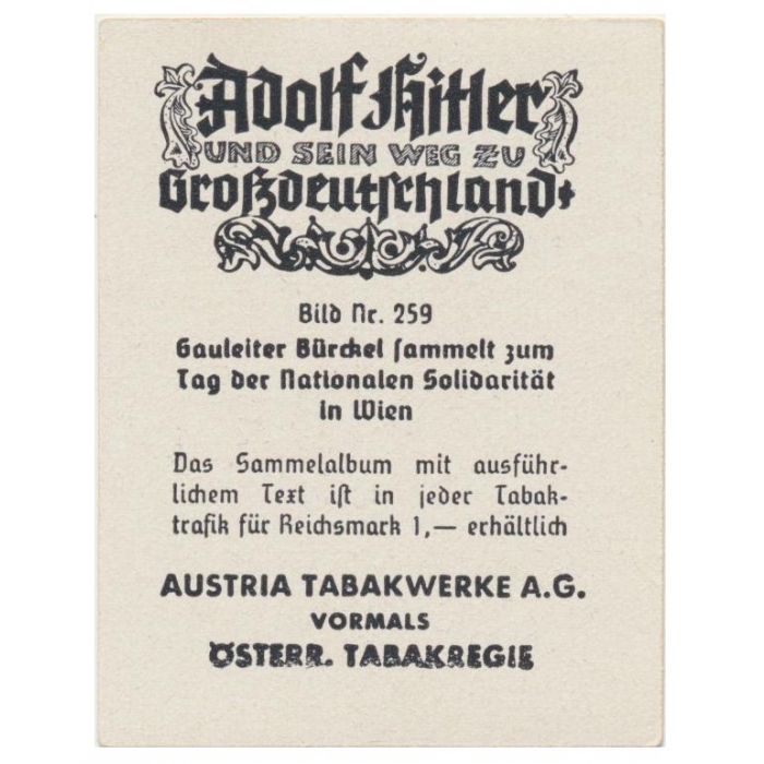 GAULEITER BÜRCKEL SAMMELT ZUM TAG DER NATIONALEN SOLIDARITÄT IN WEIN - CIGARETTE CARDS - Image 2