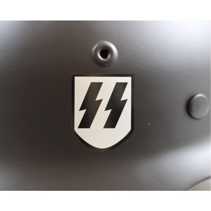 GERMAN BLACK SS M40 STEEL HELMET WITH SS SINGLE DECAL - Image 2