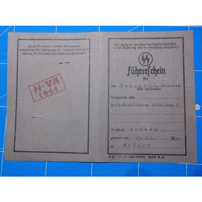 SS FUHRERSCHEIN HEINRICH TAGGARDT DIVISION HOHENSTAUFEN - Image 2