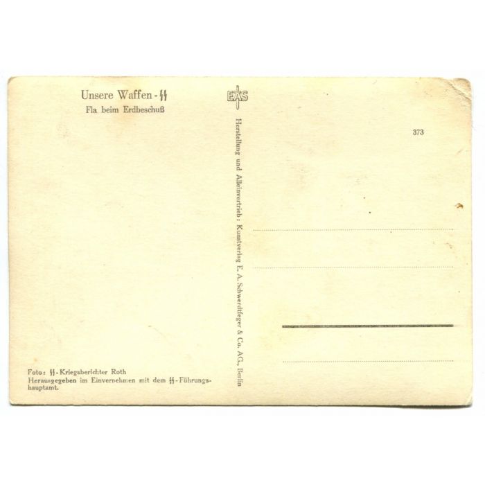 UNSERE WAFFEN SS POST CARD "FLAK MAKING A GROUND SHOT" - Image 2