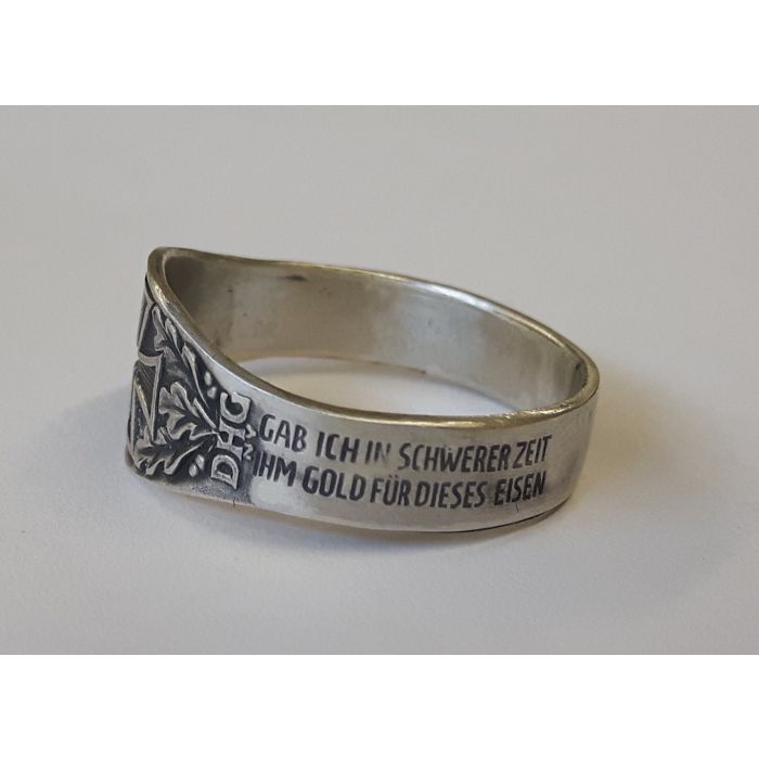 GERMAN 1914 DHG IRON CROSS RING WITH OAK LEAVES - WARSTUFF.COM