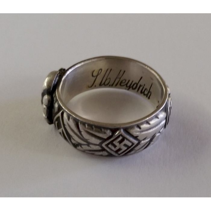 SS TOTENKOPF S.Lb. HEYDRICH 9.11.41 H. HIMMLER HONOR RING LRG HEAD - Image 5