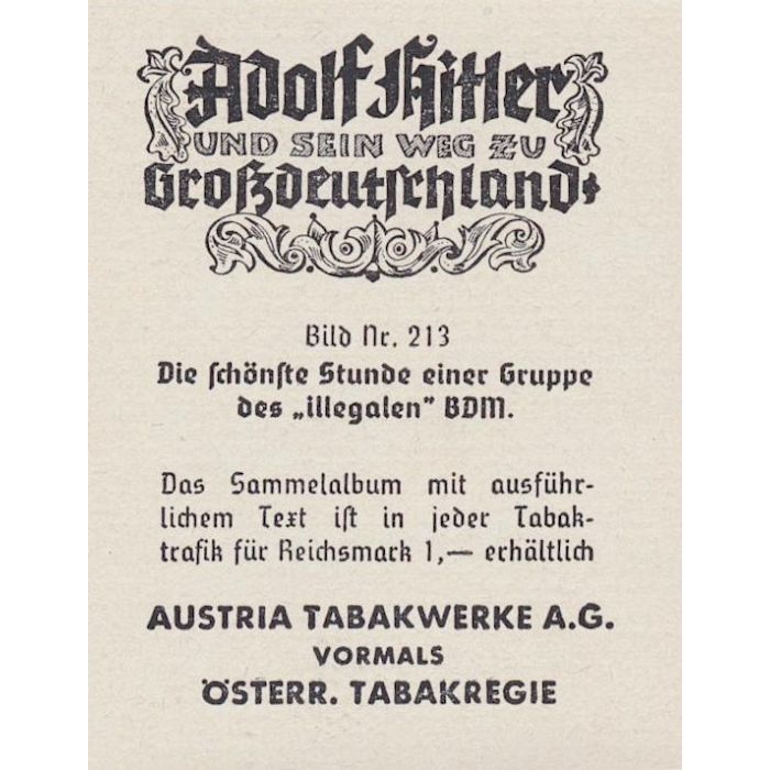 DIE SCHONFTE STUNDE EINER GRUPPE DES ILLEGALEN BDM CIGARETTE CARD - Image 2