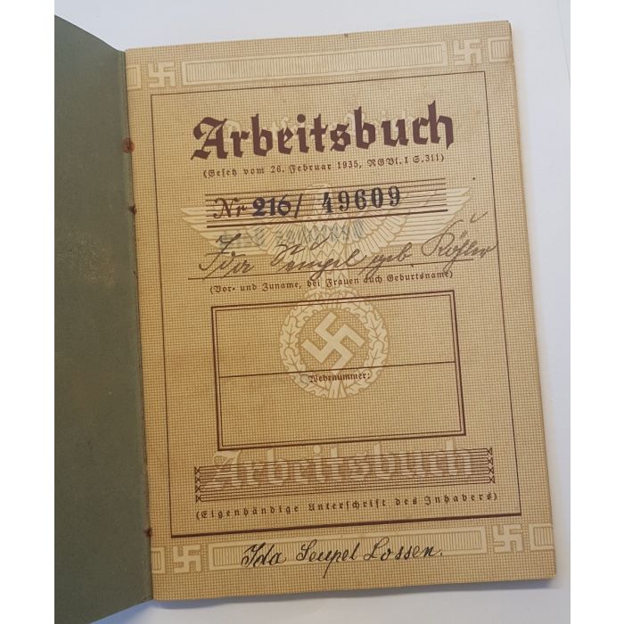 GERMAN 2ND ISSUE VERSION NAZI PARTY PAY WORKBOOK DEUTFCHES REICH ARBEITSBUCH - Image 3