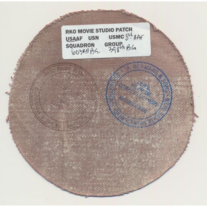 RKO MOVIE STUDIO PATCH USMC 8TH AAF, 398TH BG, 603RD B.S. PATCH - Image 2