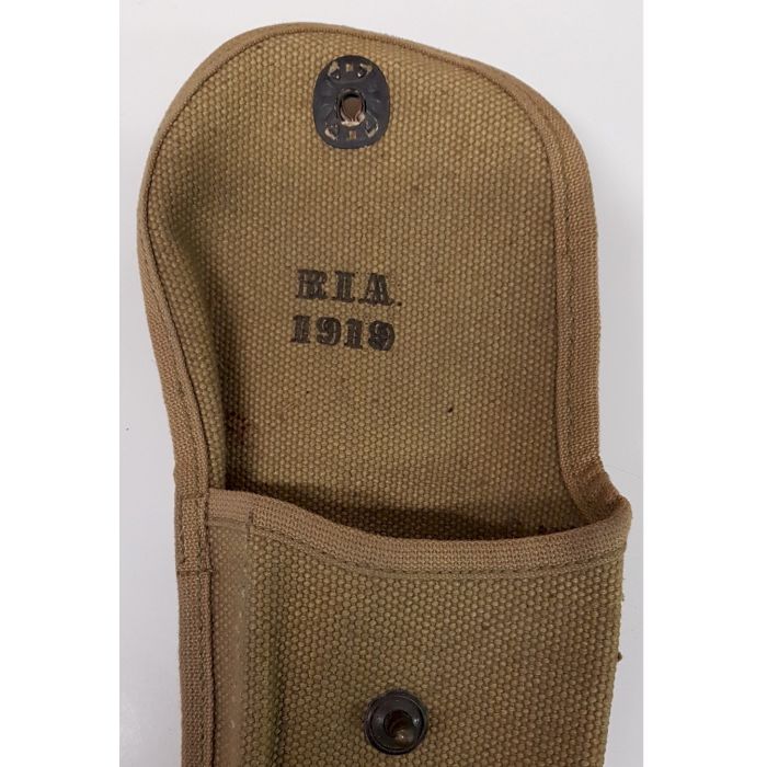 US ARMY WW1 PEDERSEN DEVICE KHAKI SPRINGFIELD RIFLE BOLT POUCH RIA 1919 RARE - Image 4