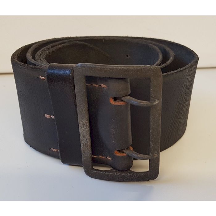 GERMAN WW2 SS OFFICER BLACK LEATHER BELT WITH ORIGINAL SILVER 2 PRONG ...