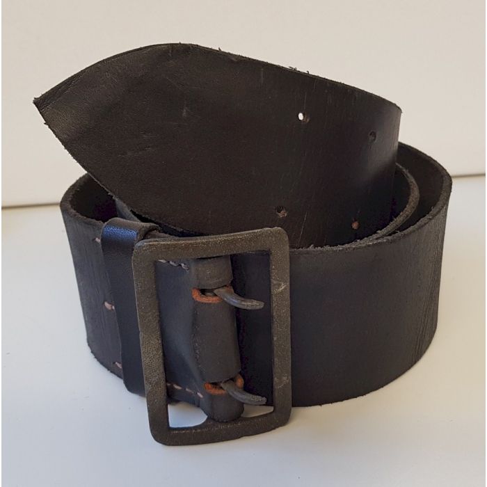 GERMAN WW2 SS OFFICER BLACK LEATHER BELT WITH ORIGINAL SILVER 2 PRONG BUCKLE - Image 2