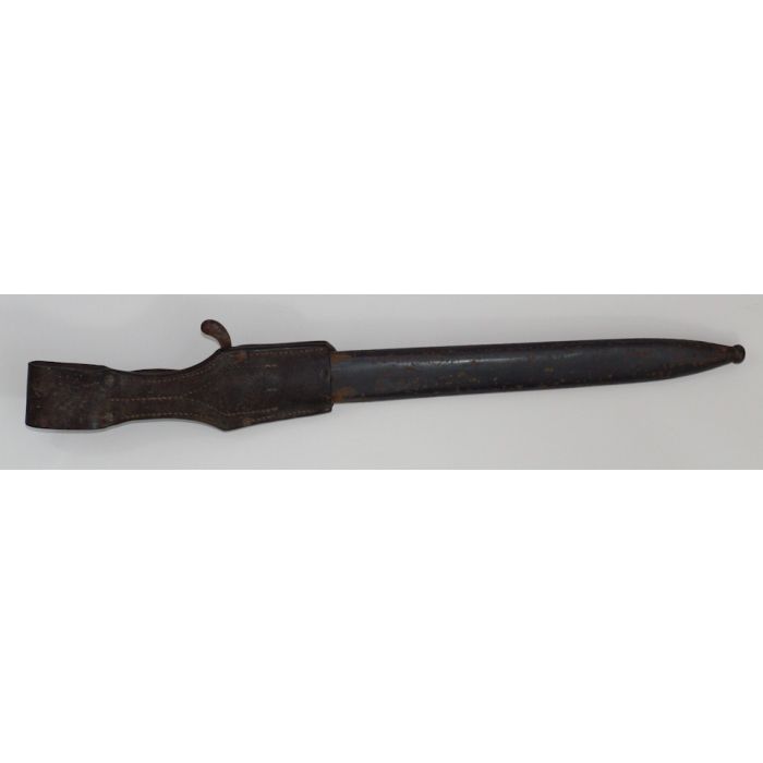 GERMAN WWI M1898 BUTCHER BAYONET WITH FROG & METAL SCABBARD. SIMSON & C. SUHL DATED 1916 - Image 3