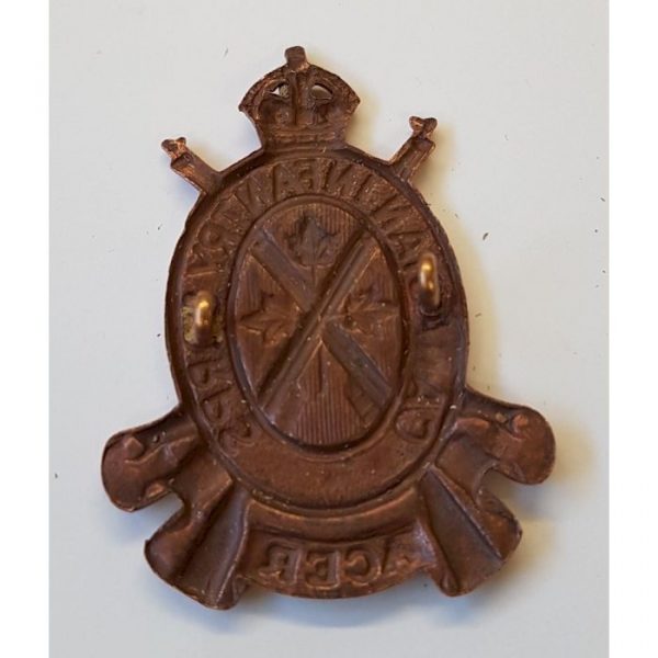 Vintage WWII Era Royal Canadian Infantry Corps Acer Curved Metal Cap Hat Badge