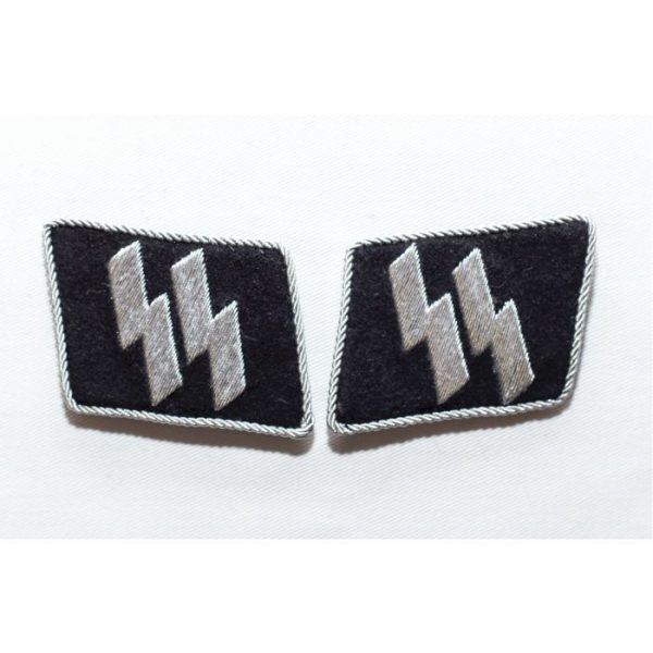GERMAN WWII DOUBLE SS RUNES COLLAR TABS - WARSTUFF.COM