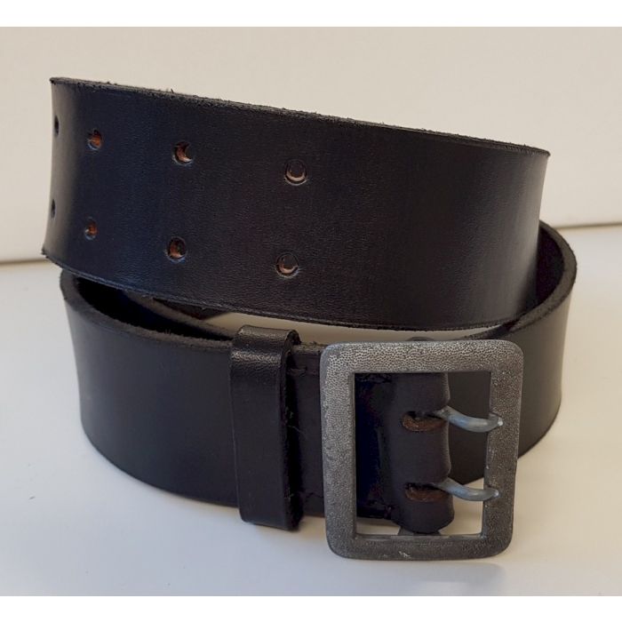 GERMAN SS OFFICER BLACK LEATHER BELT WITH ORIGINAL SILVER BUCKLE - Image 3