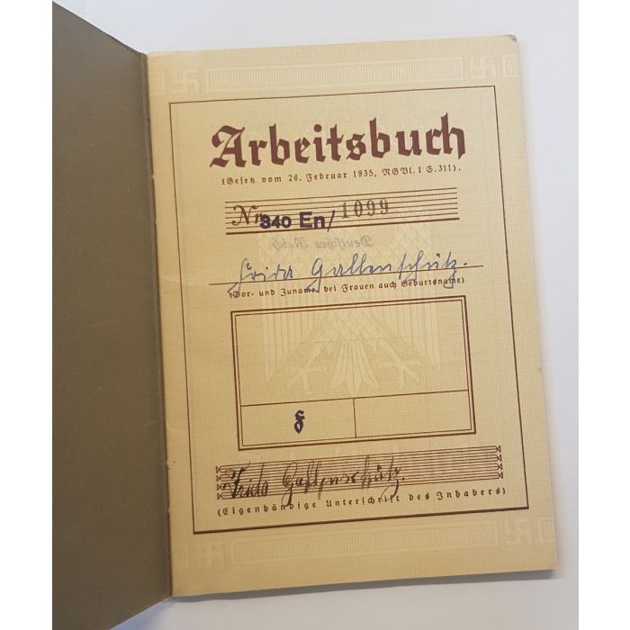 GERMAN NAZI PARTY PAY WORKBOOK DEUTFCHES REICH ARBEITSBUCH - Image 3