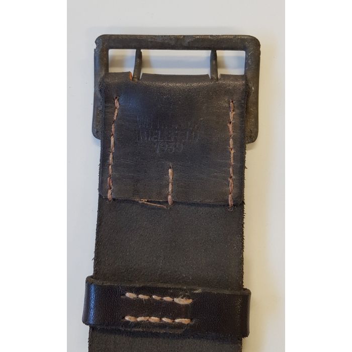 GERMAN WW2 SS OFFICER BLACK LEATHER BELT WITH ORIGINAL SILVER 2 PRONG BUCKLE - Image 3