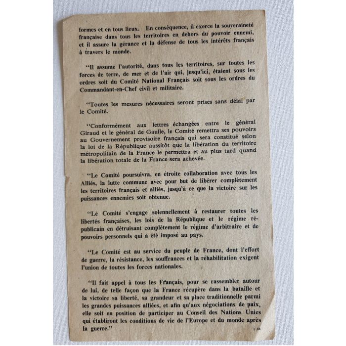 OFFICIAL COMMUNIQUE FROM GENERAL DE GAULLE ON JUNE 3rd REGARDING THE FRENCH NATIONAL LIBERATION COMMITTE - Image 3