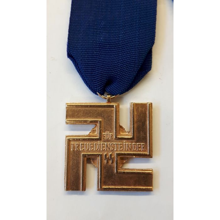GERMAN SS LONG SERVICE AWARD With Ribbon & Metal 25 years - Gold - Image 2