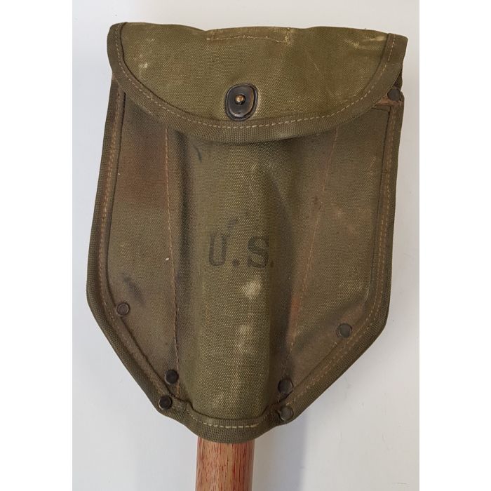 US WW2 ORIGINAL M43 FOLDING SHOVEL AND CANVAS COVER 1944 DATED - Image 8