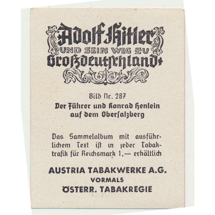 DER FUHRER UND KONRAD HENLEIN AUF DEM OBERSALZBERG - CIGARETTE CARD - Image 2