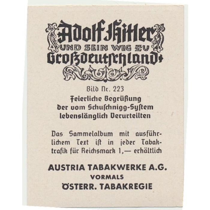 FEIERLICHE BEGRURUNG DER VOM SCHUSCHNIGG-SYSTEM LEBENSLANGLICH DERURTEILTEN CIGARETTE CARD - Image 2