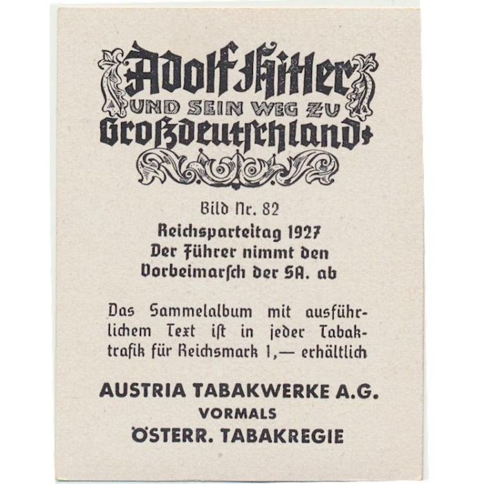 REICHSPARTEITAG 1927 DER FUHRER NIMMT DEN VORBEIMARSCH DER SA. AB CIGARETTE CARD - Image 2