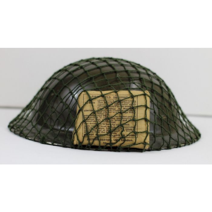 CANADIAN MK.2 ORIGINAL HELMET SHELL,ORIGINAL BANDAGE AND POST WAR NET - Image 2