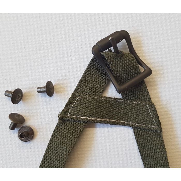 AMERICAN "A" YOKE CHIN STRAP - GREEN OD#7 w/green buckles - Image 2