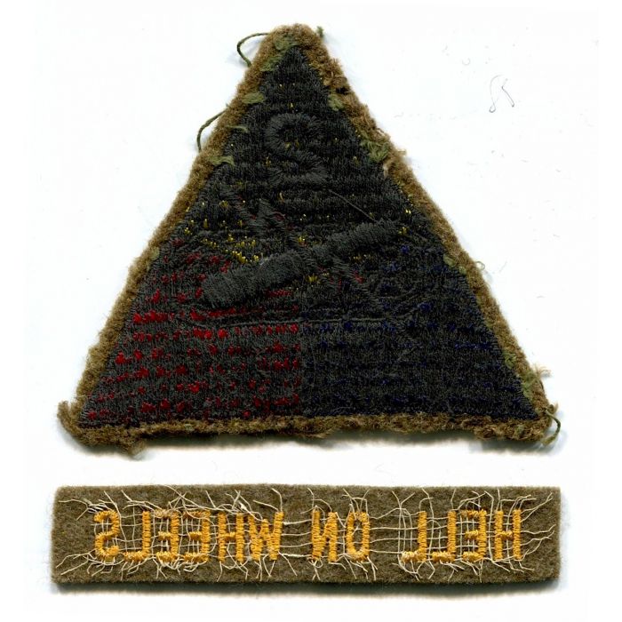 US 2ND ARMOURED EARLY DIVISION PATCH WITH TAB ON WOOL ORIGINAL - Image 2